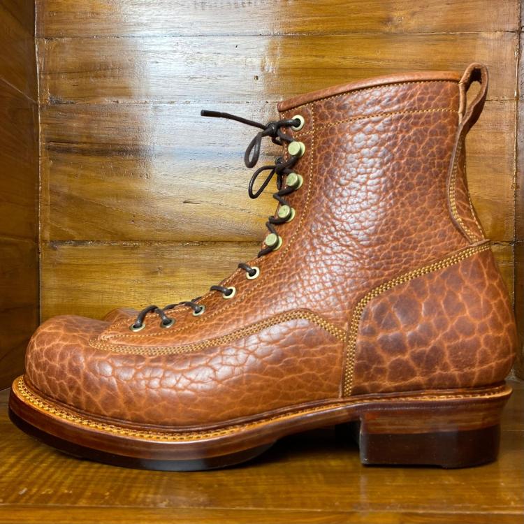 Prof. Barnets Bulky Lace to Toe Boots ( Law Tanning Shrunken Bison Peanut )